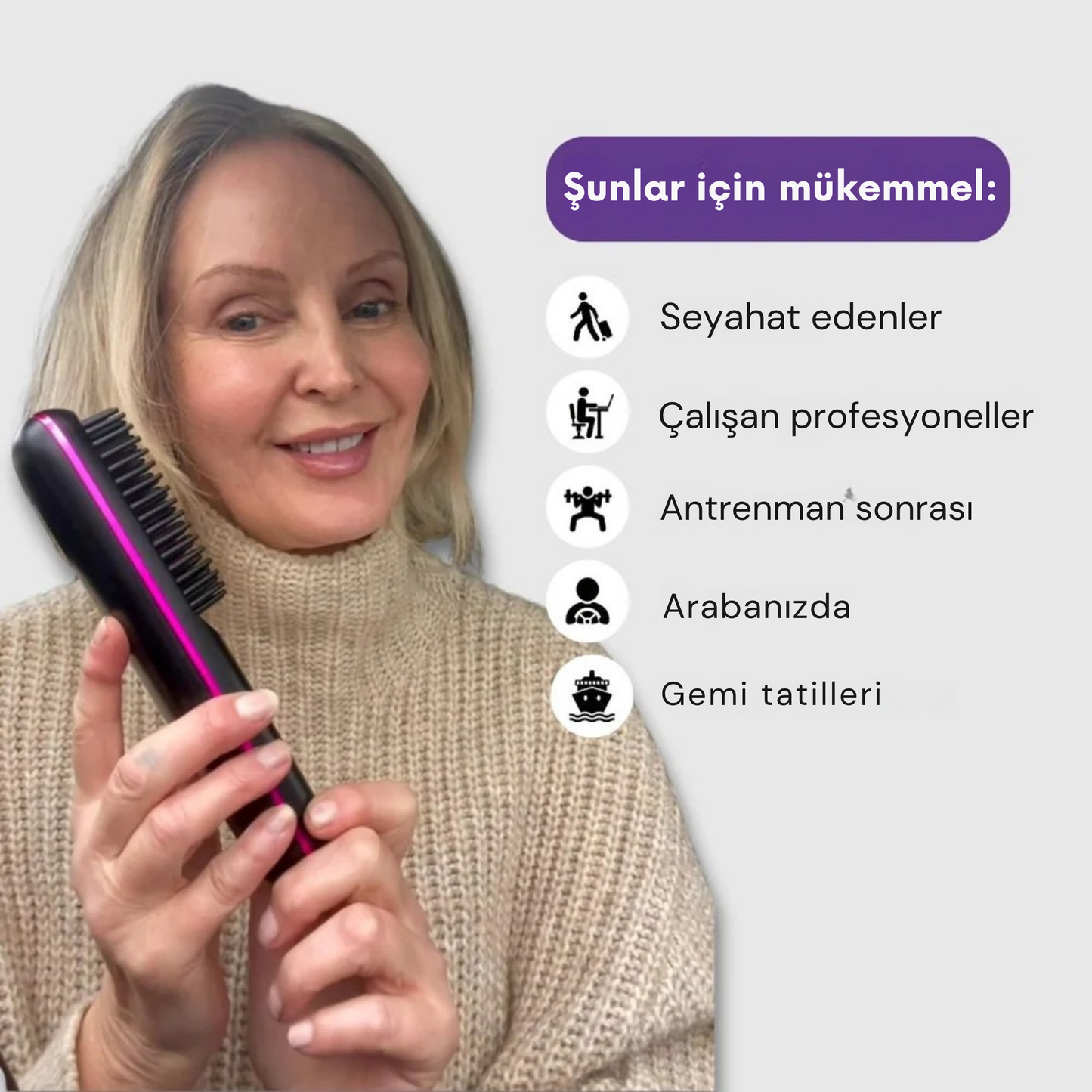 Belina GoSleek Pro - Kablosuz Düzleştirici Fırça